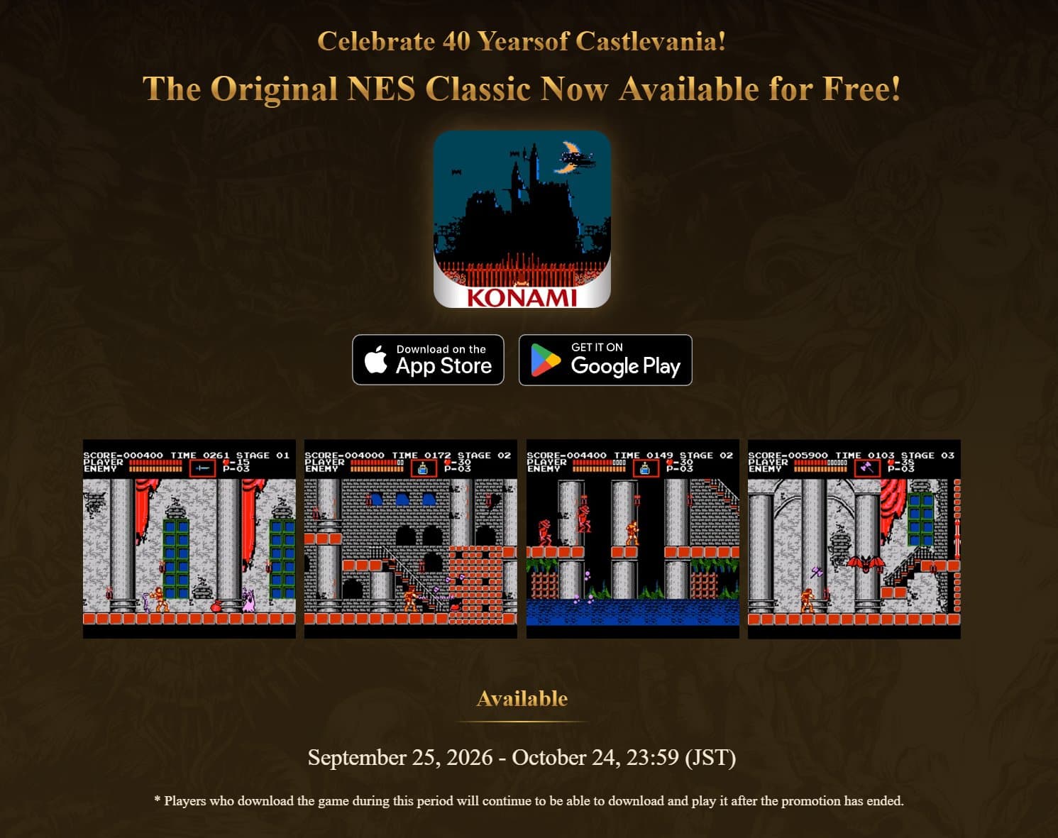 Castlevania cumple 40 años: el clásico de NES es gratis en iOS y Android hasta el 24 de octubre